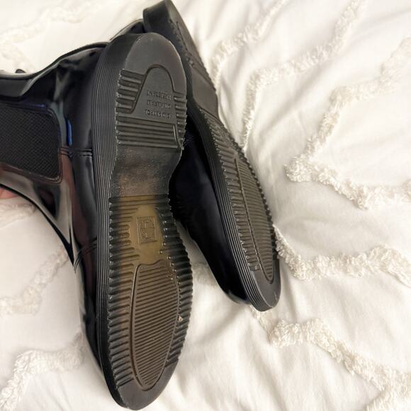 DR MARTENS | Flora Shine Shiny Chelsea Boots Pull-on Elastic Black | Size 10 - Picture 6 of 7